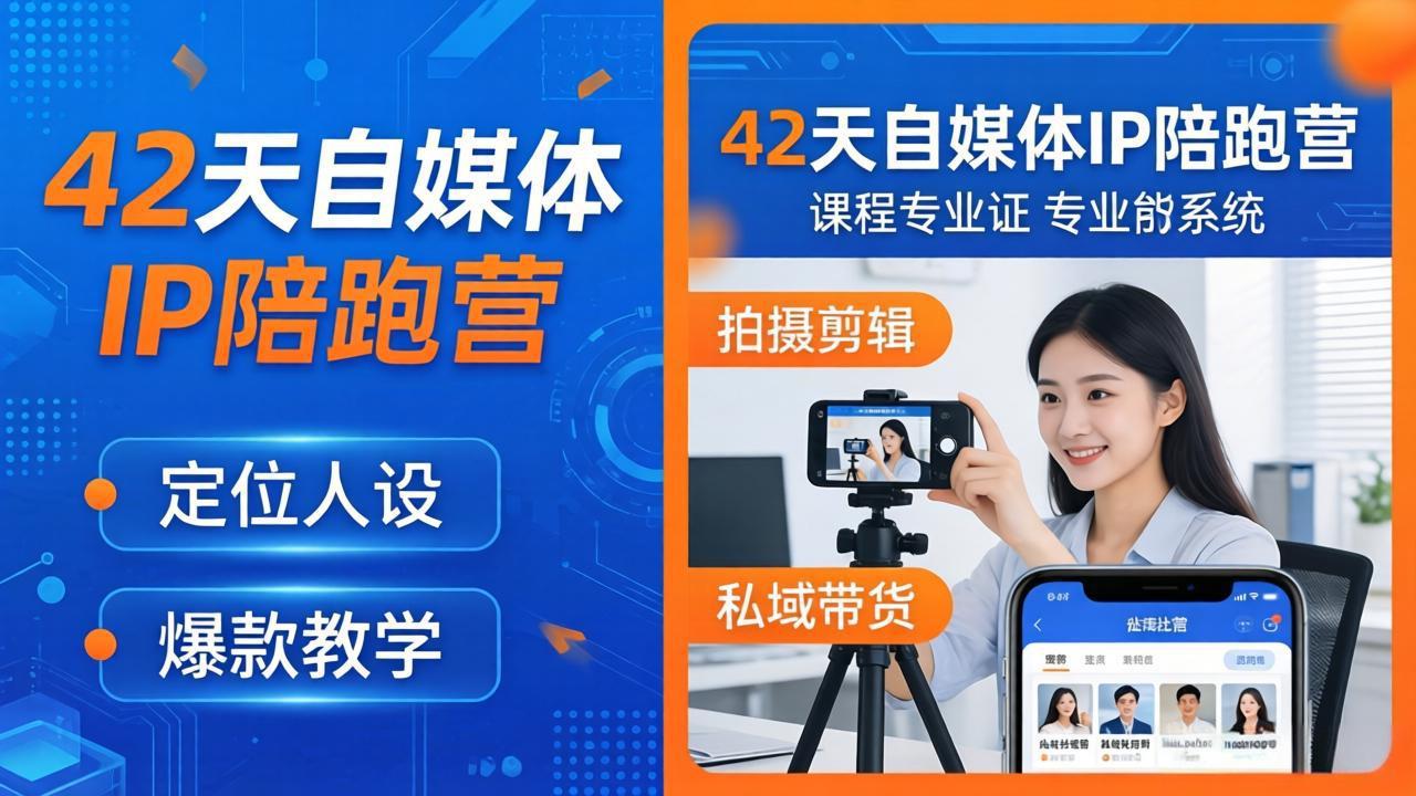 42天自媒体IP陪跑营-26年4月19更新：定位人设爆款全教学，拍摄剪辑私域带货一站式落地-轻创掘金社