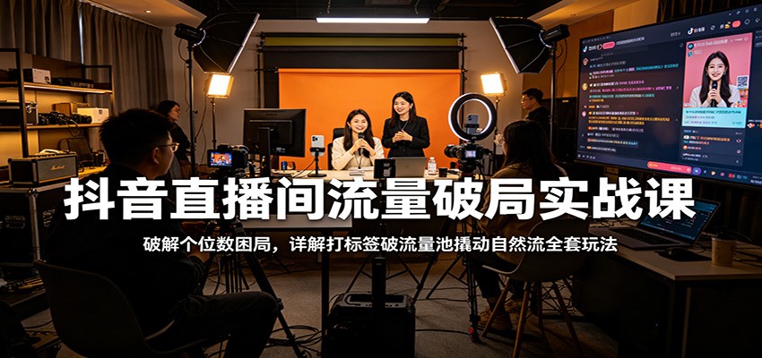 抖音直播间流量破局实战课：破解个位数困局，详解打标签破流量池撬动自然流全套玩法-轻创掘金社