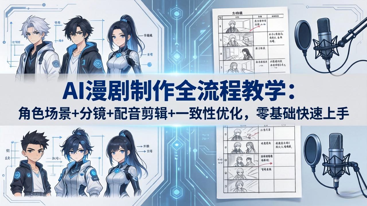 AI漫剧制作全流程教学：角色场景+分镜+配音剪辑+一致性优化，零基础快速上手-轻创掘金社