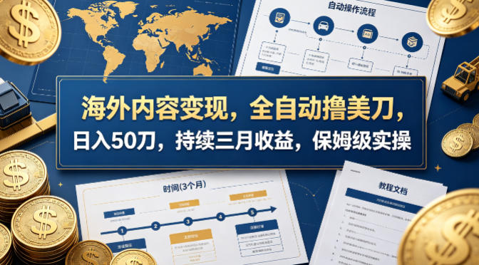 海外内容变现，全自动撸美刀，日入50刀，持续三月收益，保姆级实操【揭秘】-轻创掘金社