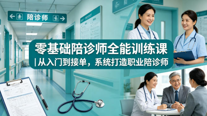 零基础陪诊师全能训练课｜从入门到接单，系统打造职业陪诊师-轻创掘金社