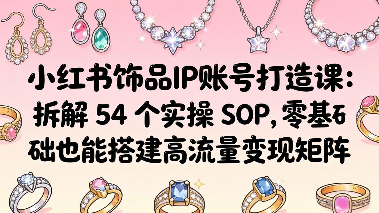 小红书饰品IP账号打造课：拆解 54 个实操 SOP，零基础也能搭建高流量变现矩阵-轻创掘金社