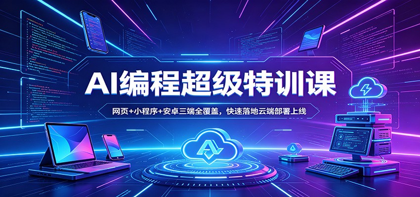 AI编程超级特训课：网页+小程序+安卓三端全覆盖，快速落地云端部署上线-轻创掘金社