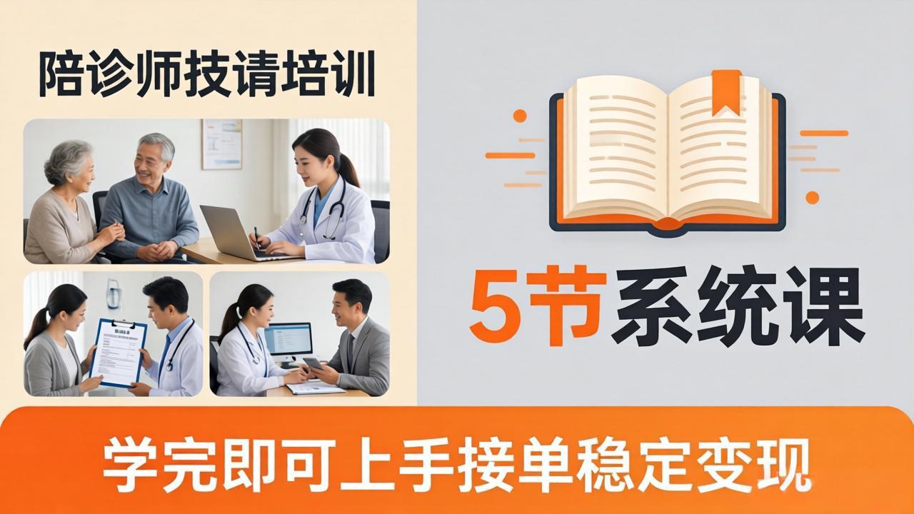 想做陪诊师不知从何下手？5节系统课教你掌握核心技能，学完即可上手接单稳定变现-轻创掘金社