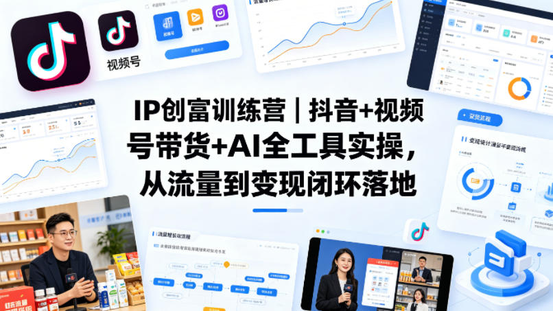 IP创富训练营｜抖音+视频号带货+AI全工具实操，从流量到变现闭环落地-轻创掘金社