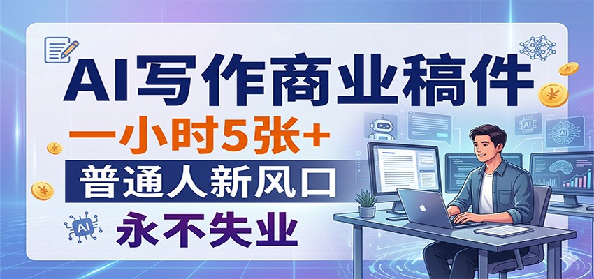 AI写作商业稿件，一小时5张+，普通人新风口，永不失业-轻创掘金社