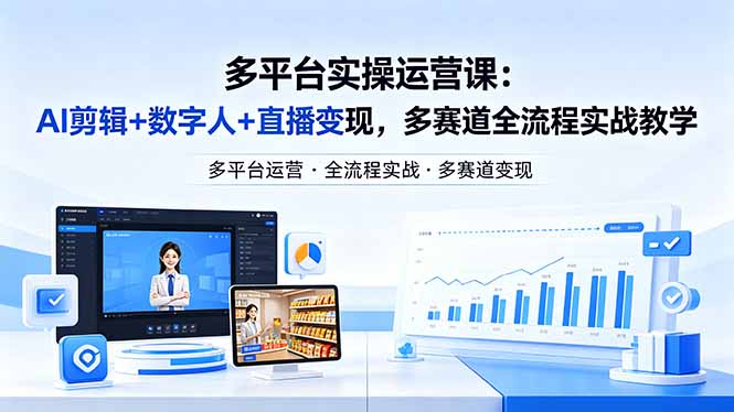某团队多平台实操运营课-更新26年4月20：AI剪辑+数字人+直播变现，多赛道全流程实战教学-轻创掘金社