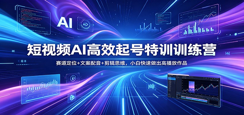 短视频AI高效起号特训训练营：赛道定位+文案配音+剪辑思维，小白快速做出高播放作品-轻创掘金社