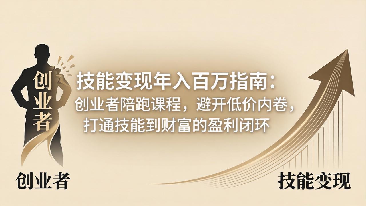 技能变现年入百万指南：创业者陪跑课程，避开低价内卷，打通技能到财富的盈利闭环-轻创掘金社
