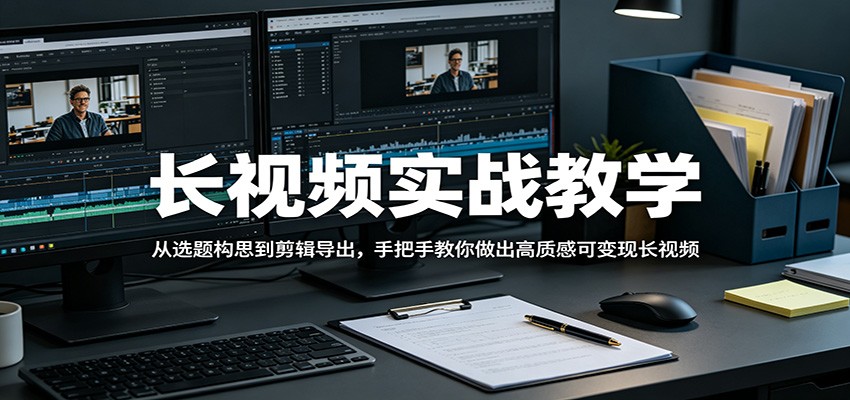 长视频实战教学，从选题构思到剪辑导出，手把手教你做出高质感可变现长视频-轻创掘金社