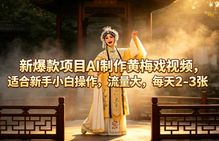 新爆款项目AI制作黄梅戏视频，适合新手小白操作，流量大，每天2-3张-轻创掘金社
