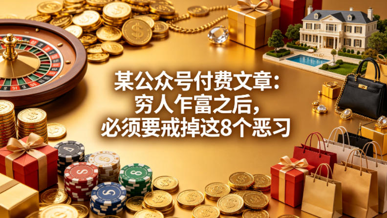 某公众号付费文章：穷人乍富之后，必须要戒掉这8个恶习-轻创掘金社