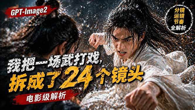 用GPT-Image2，把一段武打对决拆成24个连续镜头，从人物建立、动作衔接、运镜节奏，到情绪爆发-轻创掘金社