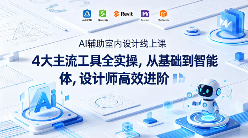 AI辅助室内设计线上课｜4大主流工具全实操，从基础到智能体，设计师高效进阶-轻创掘金社