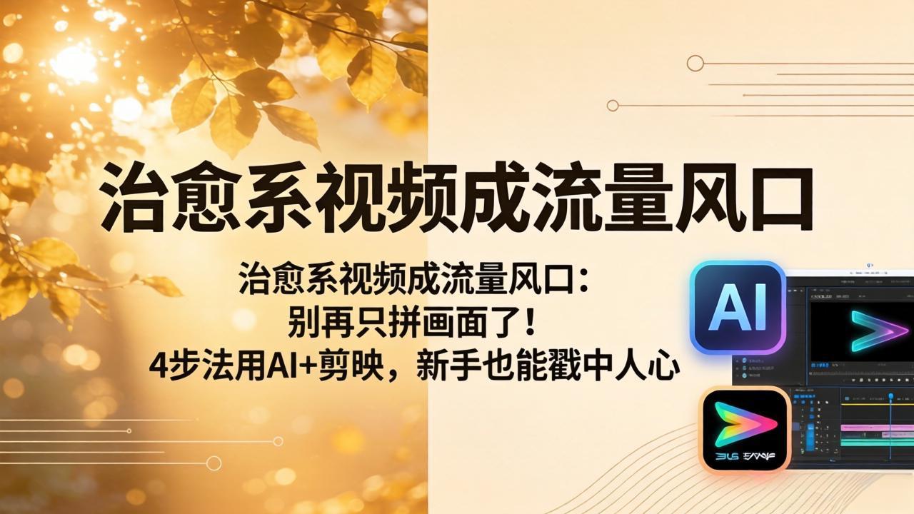 治愈系视频成流量风口：别再只拼画面了！4步法用AI+剪映，新手也能戳中人心-轻创掘金社