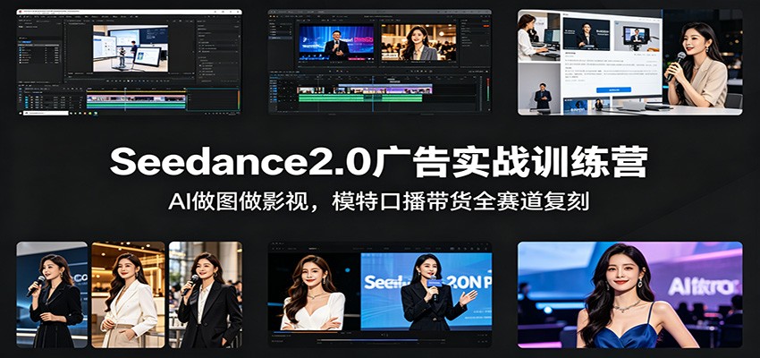 Seedance2.0广告实战训练营：AI做图做影视，模特口播带货全赛道复刻-轻创掘金社