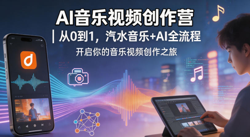 AI音乐视频创作营｜从0到1，汽水音乐+AI全流程，开启你的音乐视频创作之旅-轻创掘金社