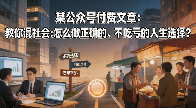某公众号付费文章：教你混社会：怎么做正确的、不吃亏的人生选择？-轻创掘金社