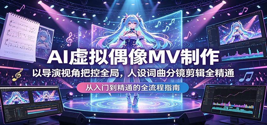 AI虚拟偶像MV制作：以导演视角把控全局，人设词曲分镜剪辑全精通-轻创掘金社