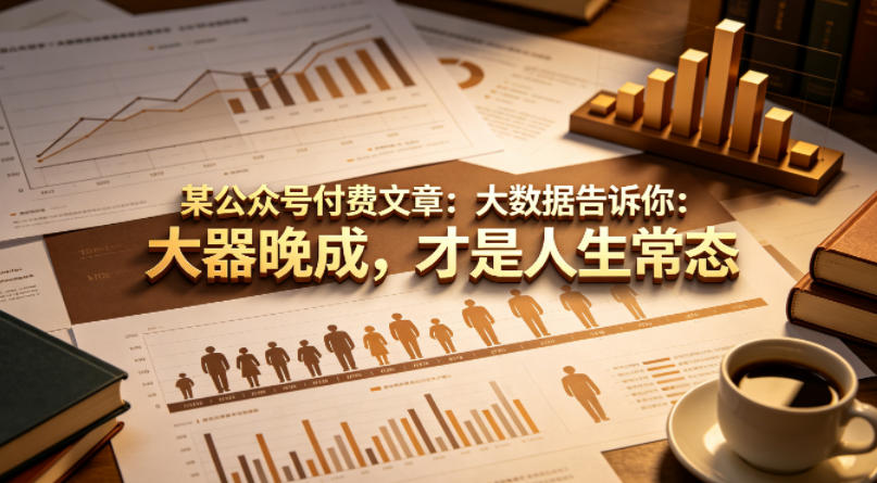 某公众号付费文章：大数据告诉你：大器晚成，才是人生常态-轻创掘金社