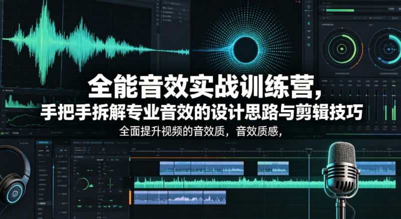 全能音效实战训练营，手把手拆解专业音效的设计思路与剪辑技巧，全面提升视频的音效质感-轻创掘金社