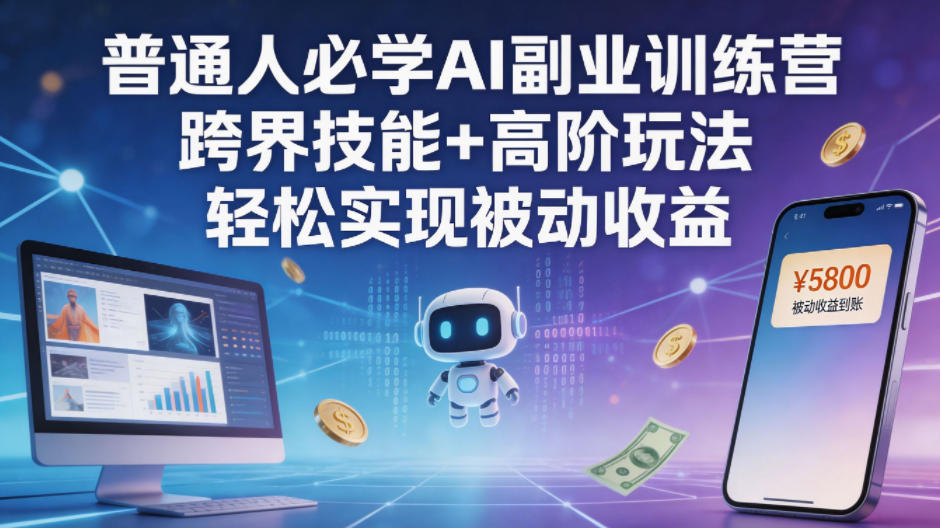 普通人必学AI副业训练营跨界技能+高阶玩法轻松实现被动收益-轻创掘金社