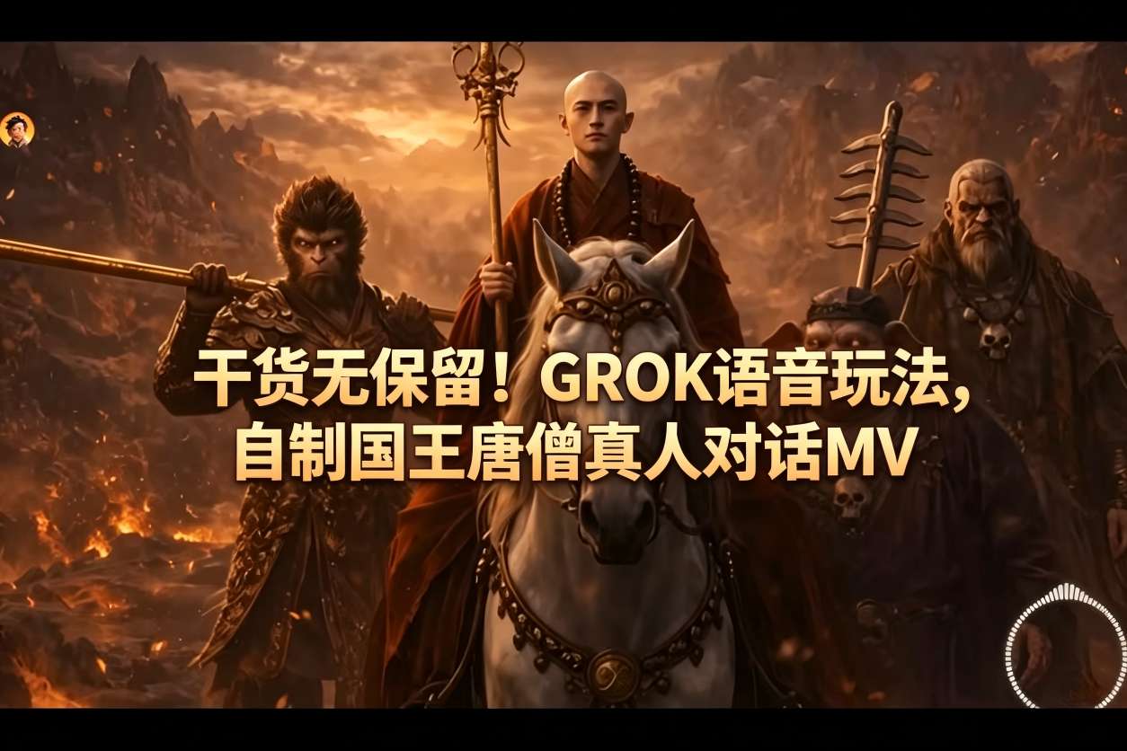 干货无保留！GROK语音玩法，自制国王唐僧真人对话MV-轻创掘金社