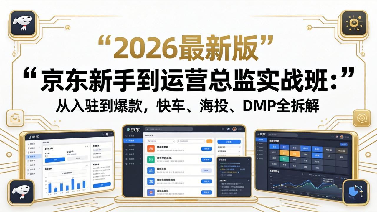 京东新手到运营总监实战班：从入驻到爆款，快车、海投、DMP全拆解，2026最新版-轻创掘金社