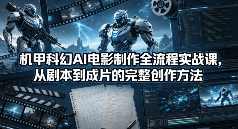 机甲科幻AI电影制作全流程实战课，从剧本到成片的完整创作方法-轻创掘金社