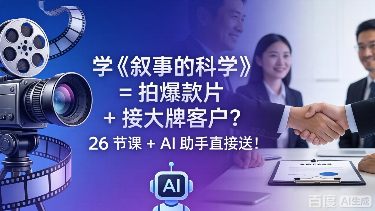 学《叙事的科学》= 拍爆款片 + 接大牌客户？26 节课 + AI 助手直接送！-轻创掘金社