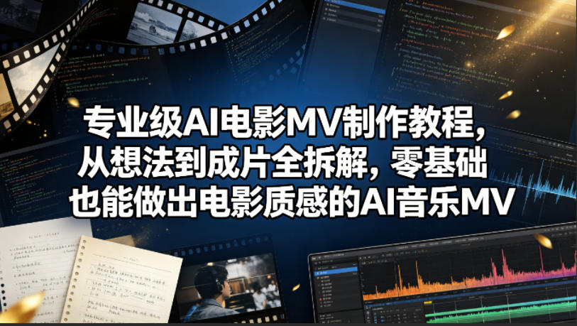 专业级AI电影MV制作教程，从想法到成片全拆解，零基础也能做出电影质感的AI音乐MV-轻创掘金社