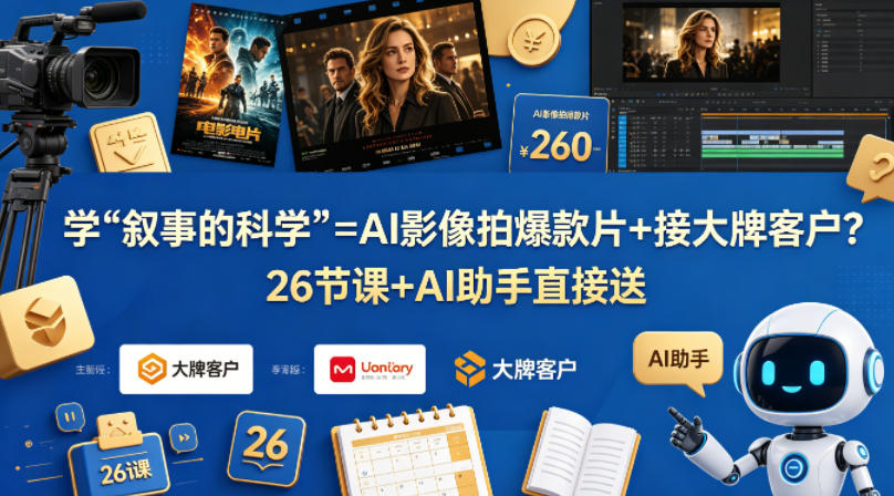 学《叙事的科学》=AI影像拍爆款片+接大牌客户？26节课+AI助手直接送【原创双语字幕】-轻创掘金社