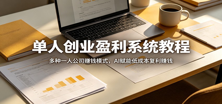 单人创业盈利系统教程：多种一人公司赚钱模式，AI赋能低成本复利赚钱-轻创掘金社
