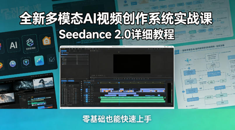 全新多模态AI视频创作系统实战课，Seedance 2.0详细教程，零基础也能快速上手-轻创掘金社
