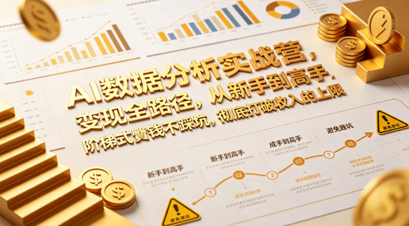 AI数据分析实战营，变现全路径，从新手到高手，阶梯式賺钱不踩坑，彻底打破收入的上限-轻创掘金社