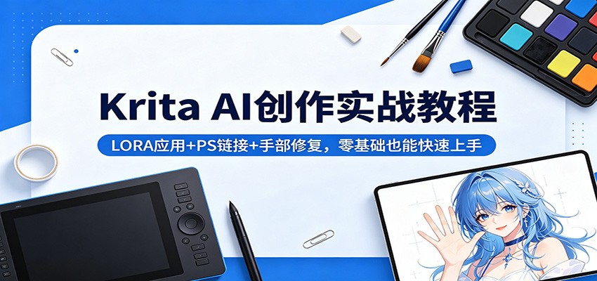 Krita AI创作实战教程：LORA应用+PS链接+手部修复，零基础也能快速上手-轻创掘金社