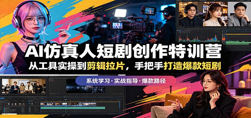 AI仿真人短剧创作特训营：从工具实操到剪辑拉片，手把手打造爆款短剧-轻创掘金社