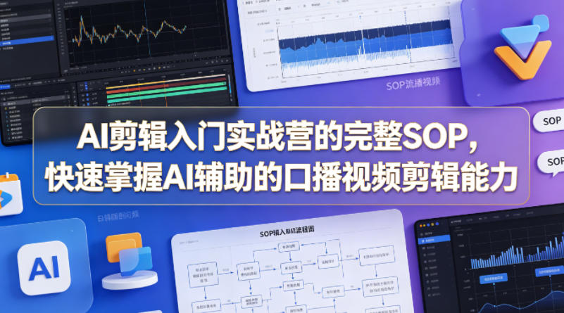 AI剪辑入门实战营的完整SOP，快速掌握AI辅助的口播视频剪辑能力-轻创掘金社
