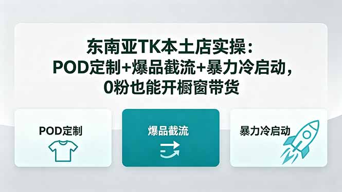 东南亚TK本土店实操：POD定制+爆品截流+暴力冷启动，0粉也能开橱窗带货-轻创掘金社