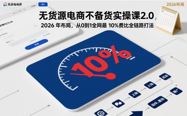 无货源电商不备货实操课2.0,2026年布局,从0到1全网最低10%费比全链路打法【更新26年5月19日】-轻创掘金社