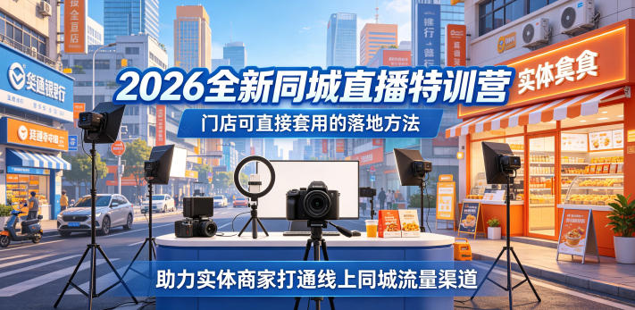 2026全新同城直播特训营，门店可直接套用的落地方法，助力实体商家打通线上同城流量渠道-轻创掘金社