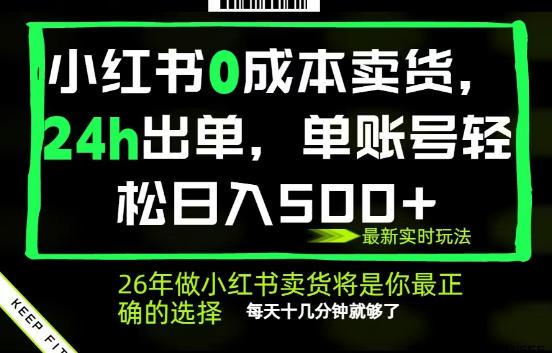 小红书0成本AI卖货，24小时出单，全流程托管，保底日入500+，每天十几分钟就够了【揭秘】-轻创掘金社