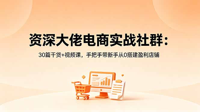 资深大佬电商实战社群:30篇干货+视频课,手把手带新手从0搭建盈利店铺-轻创掘金社