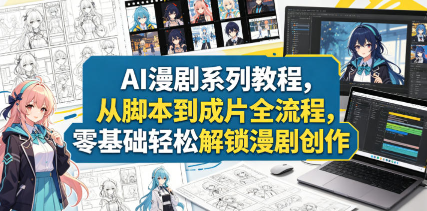 AI漫剧系列教程，从脚本到成片全流程，零基础轻松解锁漫剧创作-轻创掘金社