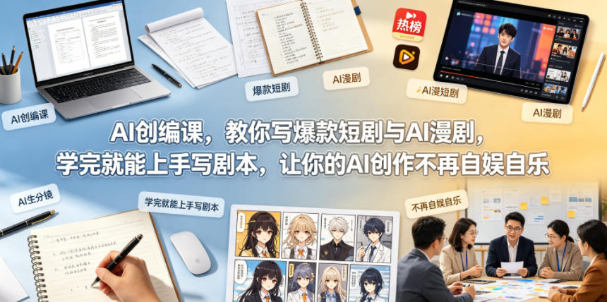 AI创编课，教你写爆款短剧与AI漫剧，学完就能上手写剧本，让你的AI创作不再自娱自乐(更新0521)-轻创掘金社