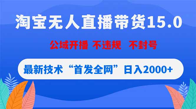 淘宝无人直播带货15.0,不封号,不违规,公域玩法,首发全网日入2000+-轻创掘金社