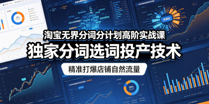 淘宝无界分词分计划高阶实战课,独家分词选词投产技术,精准打爆店铺自然流量-轻创掘金社