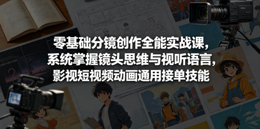 零基础分镜创作全能实战课,系统掌握镜头思维与视听语言,影视短视频动画通用接单技能-轻创掘金社