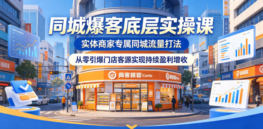 同城爆客底层实操课，实体商家专属同城流量打法，从零引爆门店客源实现持续盈利增收-轻创掘金社