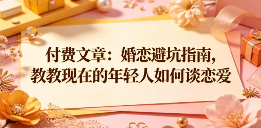 付费文章：婚恋避坑指南，教教现在的年轻人如何谈恋爱-轻创掘金社